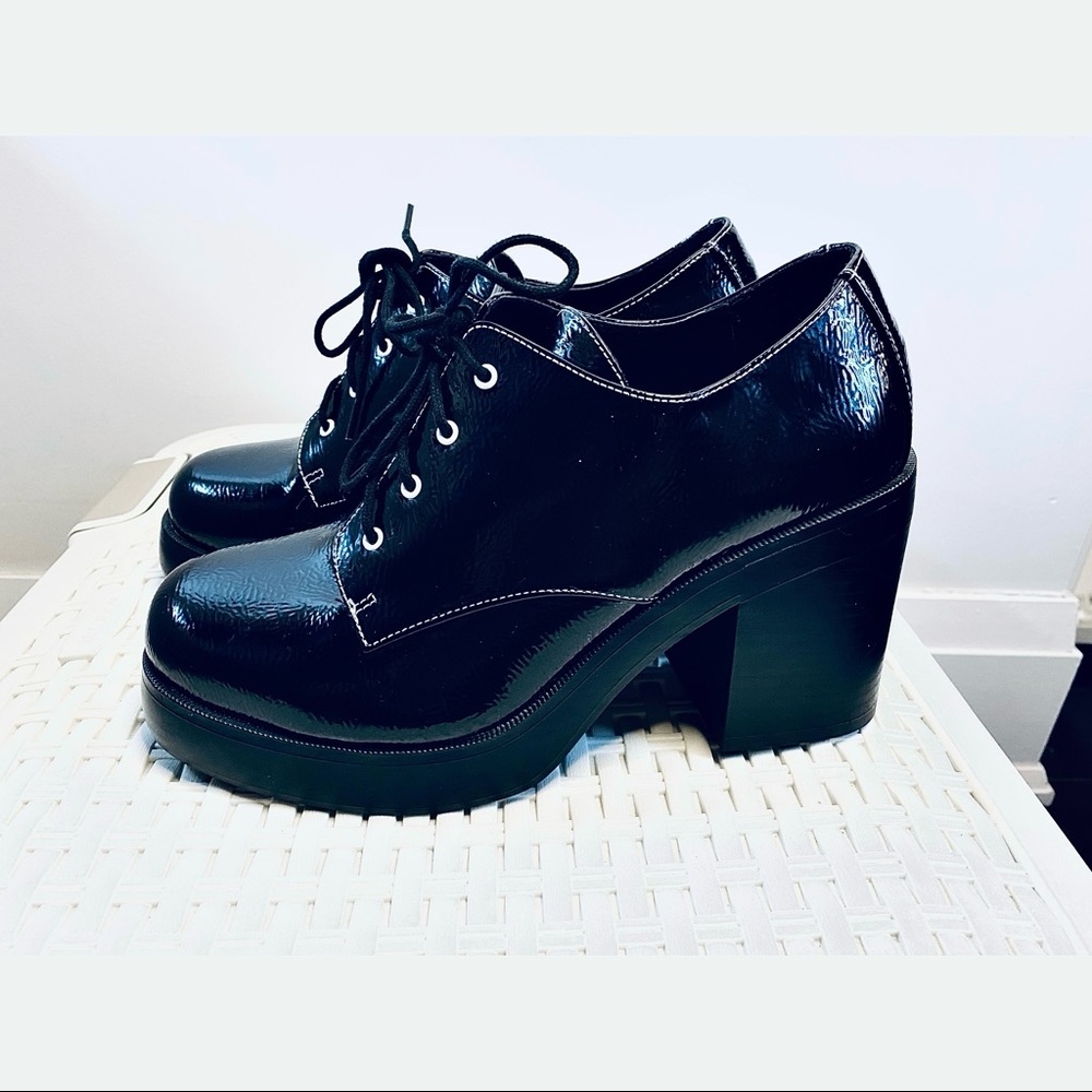 Dirty Laundry Platform Black Patent Gatsby Derby Oxfords Dark Academia